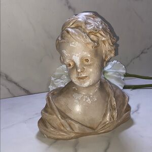 Vintage Boy Plaster Bust Classic Off White Cherub Bust Sculpture Home Art Decor